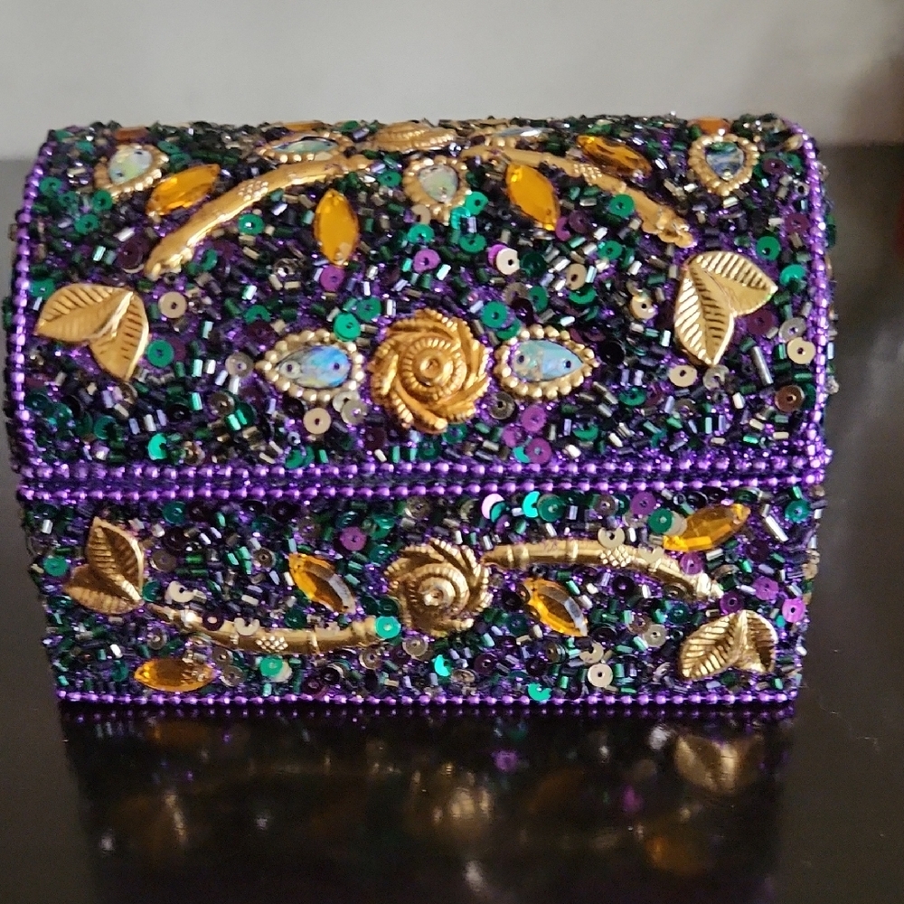 Embellished Purple and Gold Keepsake Box